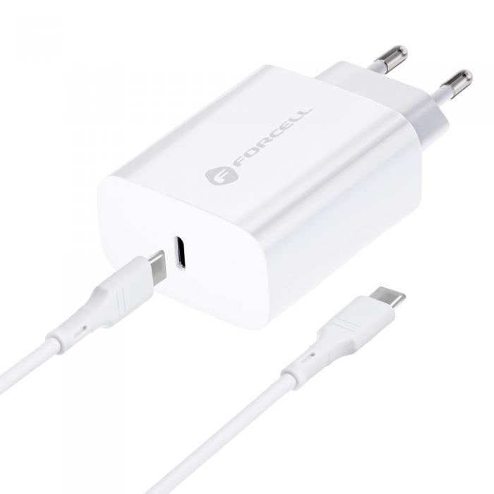 Forcell - Forcell USB C Reseladdare med Type C kabel 25W QC 4.0 1m