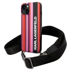 KARL LAGERFELD - Karl Lagerfeld iPhone 14 Skal med halsband Stripes Strap - Rosa