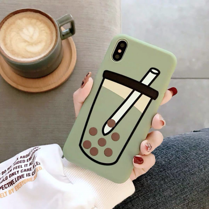 A-One Brand - iPhone 11 Mobilskal Boba Milk Tea Silikon - Grn
