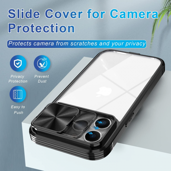 A-One Brand - iPhone 14 Pro Max Mobilskal 360 Kamera Slider - Svart