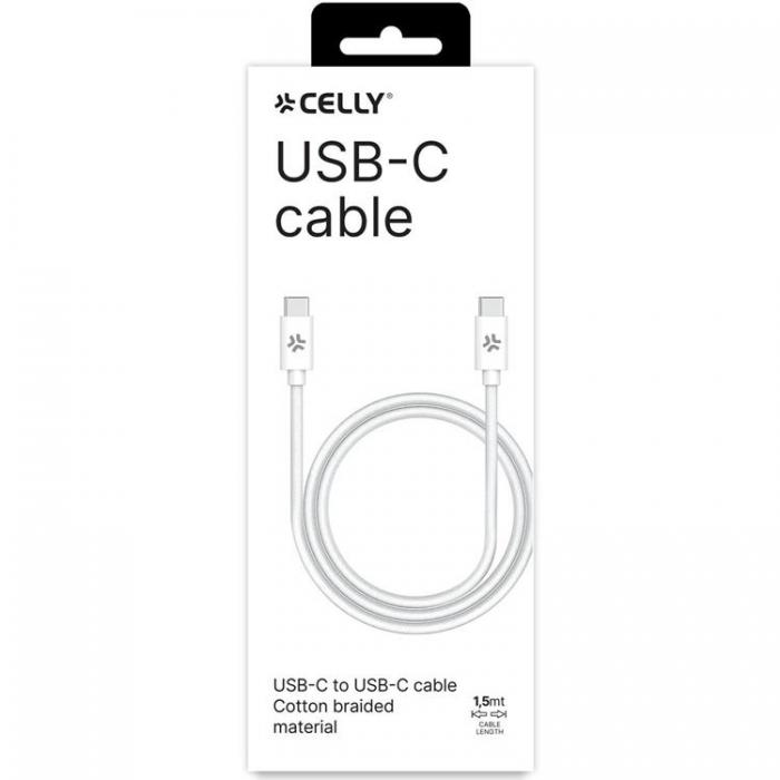 Celly - CELLY USB-C - USB-C Kabel 60W 1.5m - Vit