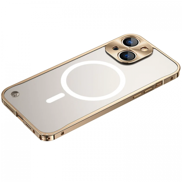 A-One Brand - iPhone 14 Skal Magsafe Metall Frame - Guld