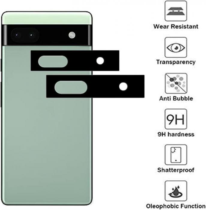 A-One Brand - [2-Pack] Google Pixel 6a Hrdat glas Kameralinsskydd - Svart