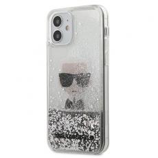 KARL LAGERFELD - Karl Lagerfeld iPhone 12 Mini Skal Liquid Glitter - Silver