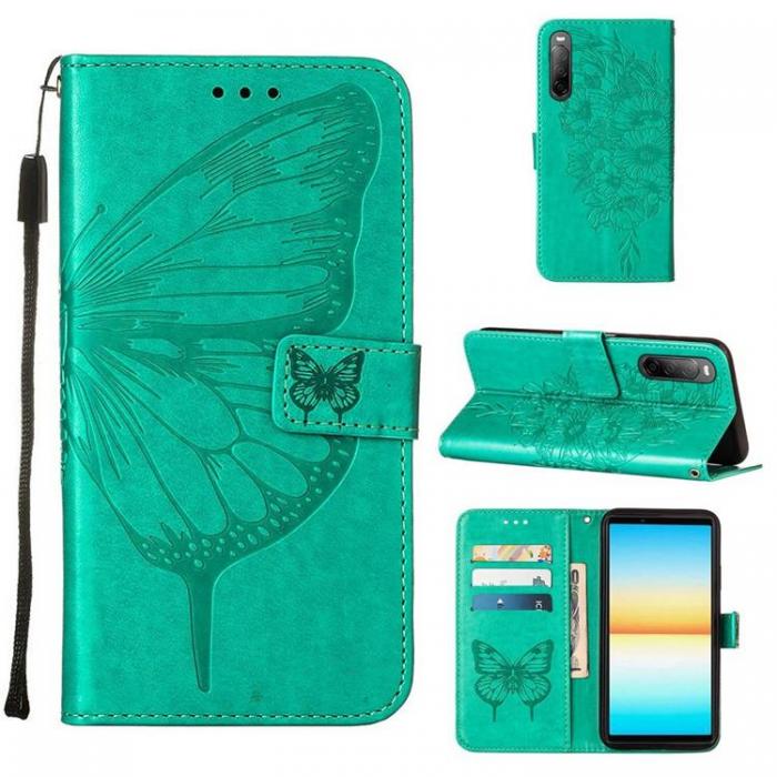 A-One Brand - Sony Xperia 10 IV Plnboksfodral Butterfly - Turkos