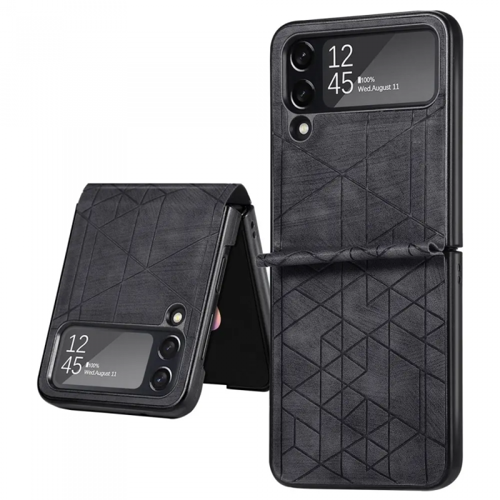 Taltech - Galaxy Z Flip4 5G Mobilskal PU lder - Svart