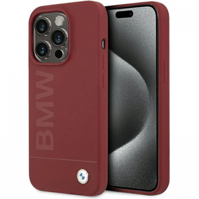 BMW - BMW iPhone 15 Pro Max Mobilskal Magsafe Silikon Big Logo - Rd