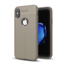 A-One Brand - Litchi Skin TPU Mobilskal till iPhone XS / X - Grå