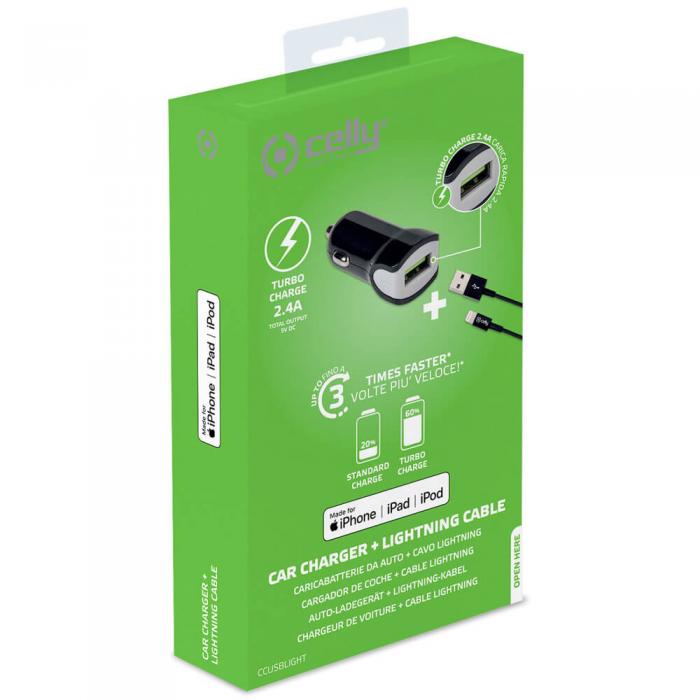 UTGATT5 - CELLY Billaddare + Lightning-kabel 2 4A