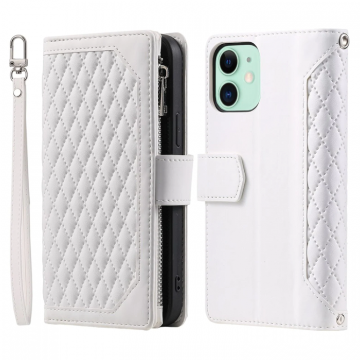 A-One Brand - iPhone 11 Plnboksfodral Quilted - Vit