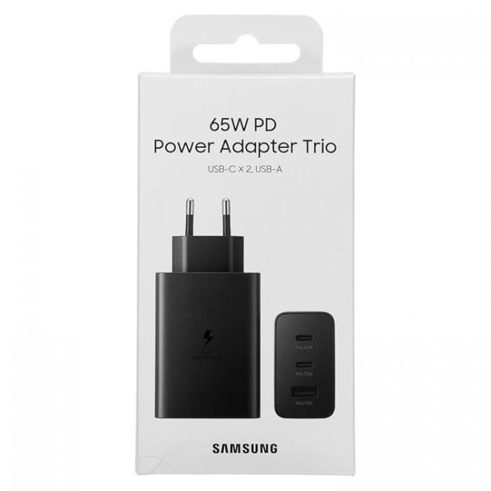 OEM - Samsung Vggladdare USB Till 2x USB-C 65W - Svart
