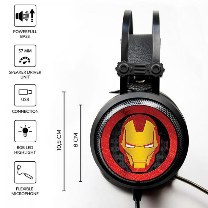 UTGATT5 - MARVEL Gaming Headset USB 7.1-ljud Iron Man 001