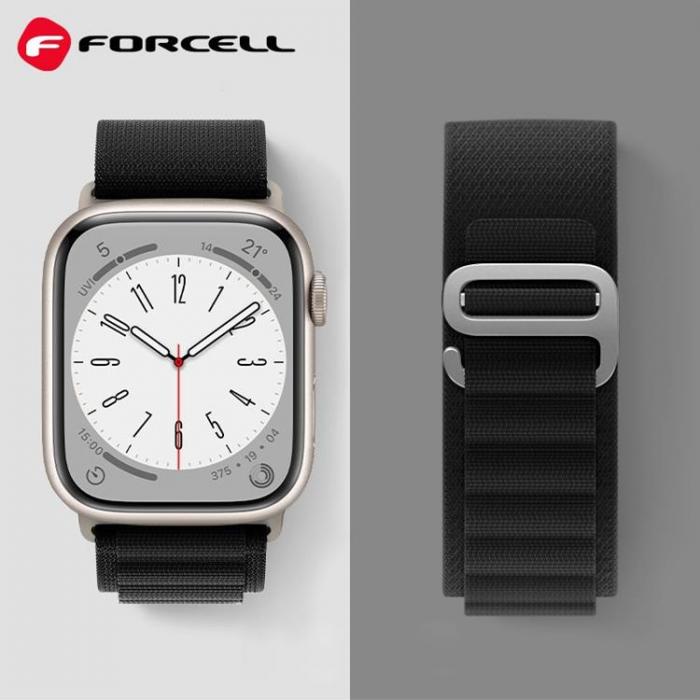 Forcell - Forcell Apple Watch (42/44/45/49mm) Armband F-Design - Svart