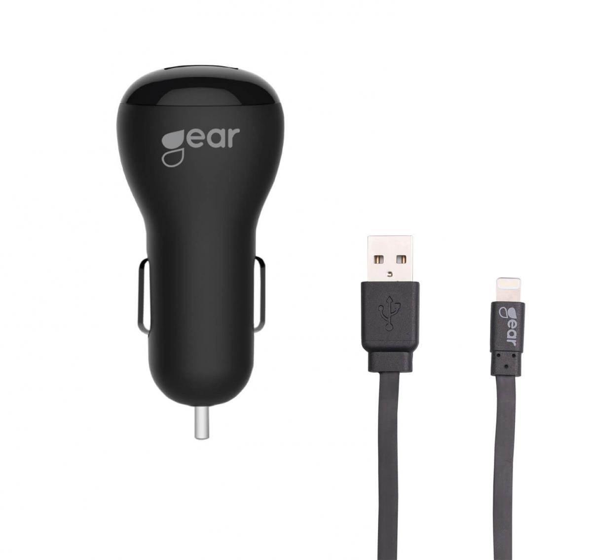 GEAR
GEAR Laddare 12-24V 1xUSB 1A Lightning Kabel platt 1m MFI - Svart