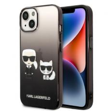 KARL LAGERFELD - Karl Lagerfeld iPhone 14 Plus Skal Gradient Ikonik Karl & Choupette - Svart