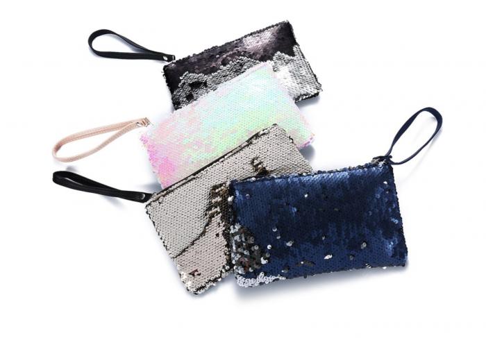 UTGATT4 - Reversible Sequins Mermaid Glitter Handbag - Bl
