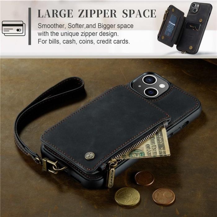 Caseme - CASEME iPhone 14 Plus Plnboksfodral C20 Zipper Kickstand - Svart