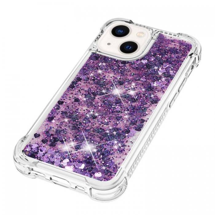 A-One Brand - iPhone 14 Skal Liquid Floating Glitter - Lila