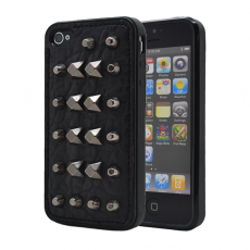 A-One Brand - Studded leather pattern FlexiSkal till Apple iPhone 4S/4 (Point Mountains)