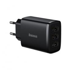 BASEUS - Baseus Compact Väggladdare 3x USB 17W - Svart
