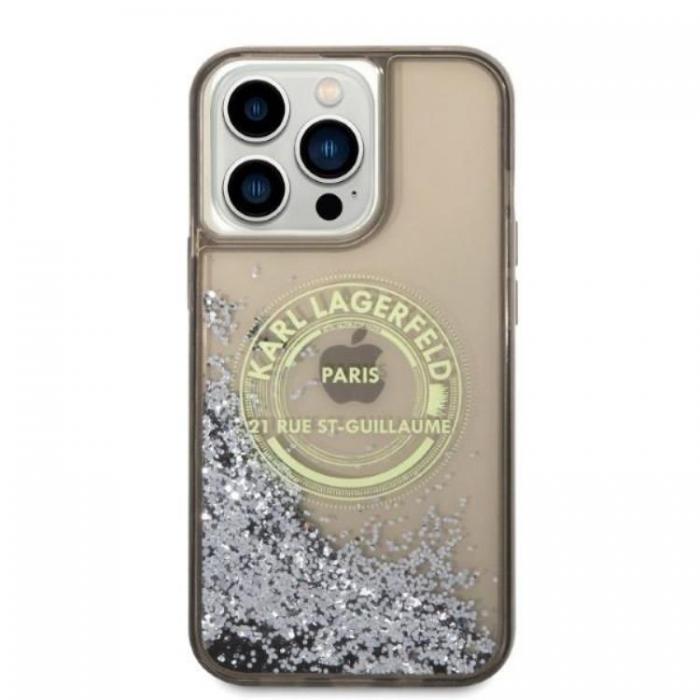 KARL LAGERFELD - Karl Lagerfeld iPhone 14 Pro Max Skal Liquid Glitter RSG - Svart