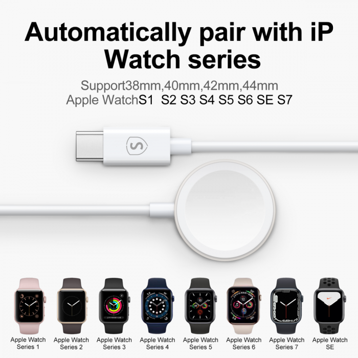SiGN - SiGN Magnetisk USB-C Laddare fr Apple Watch, 2.5W, 1.2m - Vit