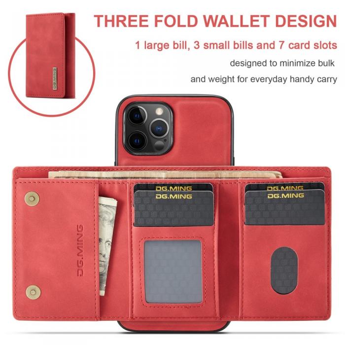 DG.MING - DG.MING iPhone 13 Mini Skal samt Wallet med Kickstand - Rd