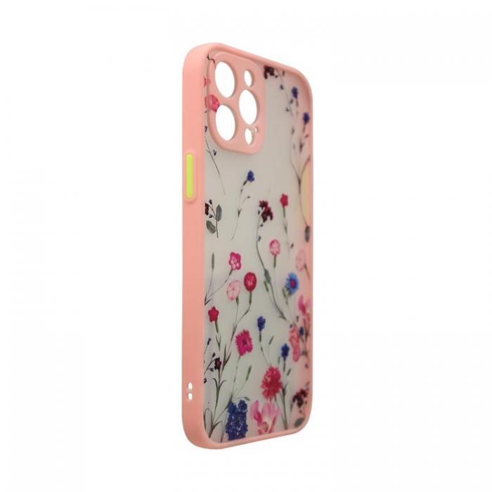 A-One Brand - iPhone 12 Pro Max Skal Flower Design - Rosa