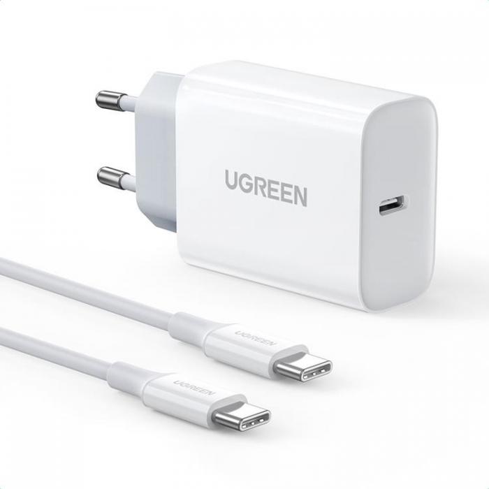 UTGATT5 - Ugreen Vggladdare 30W Typ-C Till USB Typ-C Kabel 2m - Vit