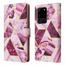 A-One Brand - Marble Grid Plånboksfodral till Galaxy S20 Plus - Magenta