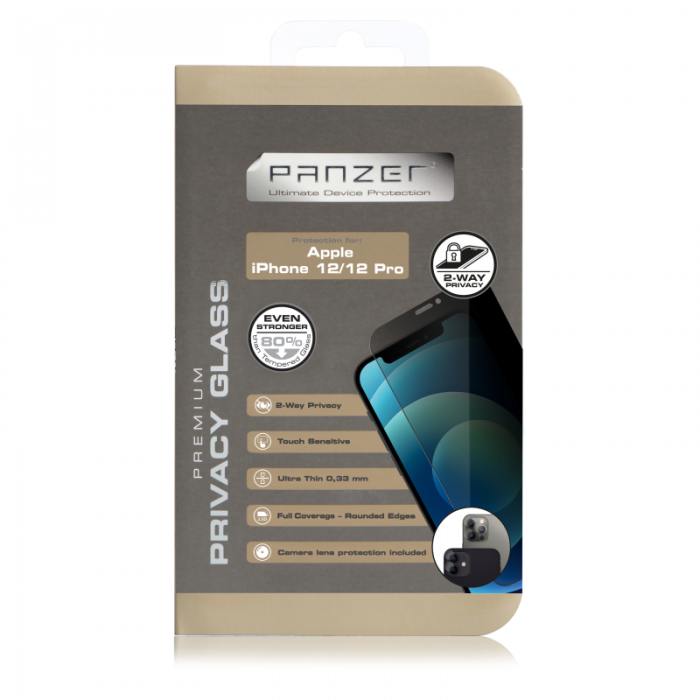 UTGATT1 - Panzer Full-Fit Privacy Glass 2-way iPhone 12 & 12 Pro