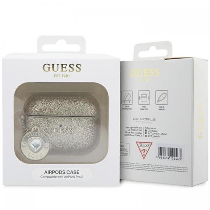 Guess - Guess AirPods Pro 2 Skal Fixed Glitter Heart Diamond Charm
