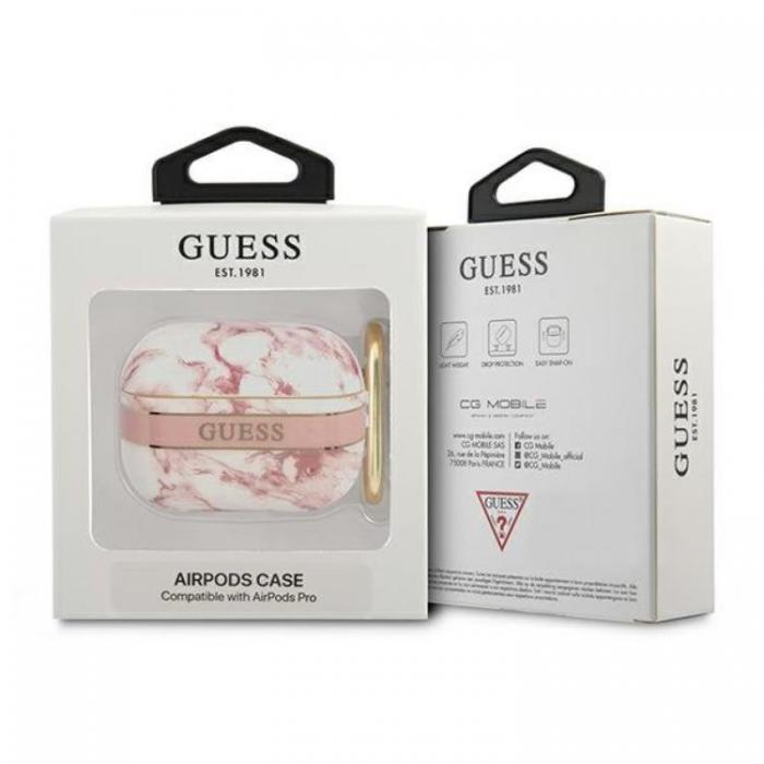 Guess - Guess Airpods Pro Skal Marble Strap Collection - Rosa