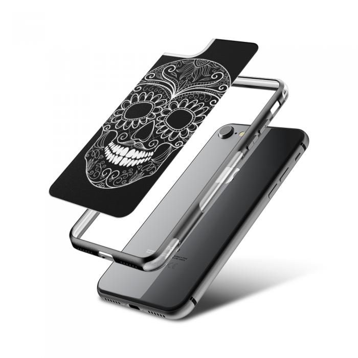 UTGATT5 - Fashion mobilskal till Apple iPhone 7 - Glad ddskalle - Svart