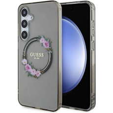 Guess - Guess Galaxy S24 Plus Mobilskal Magsafe IML Flowers Wreath - Svart