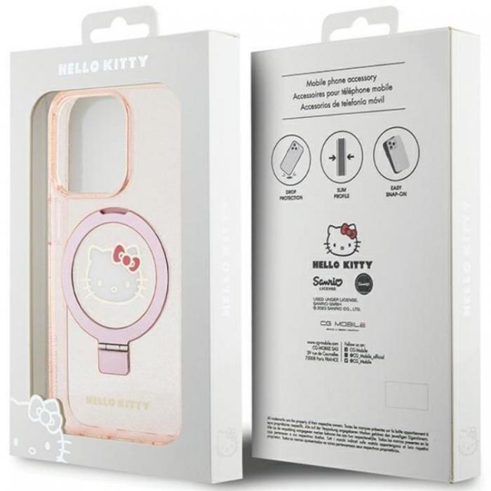 Hello Kitty - Hello Kitty iPhone 15 Pro Mobilskal Magsafe Ringhllare Glitter Electrop Logo