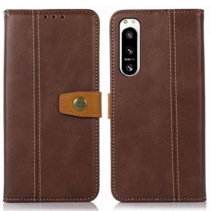 A-One Brand - Sony Xperia 5 IV Plnboksfodral Magnetic Clasp - Coffee