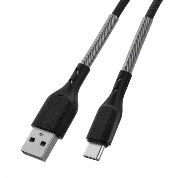 Forcell - Forcell Kol USB-A till USB-C Kabel 1m - Svart