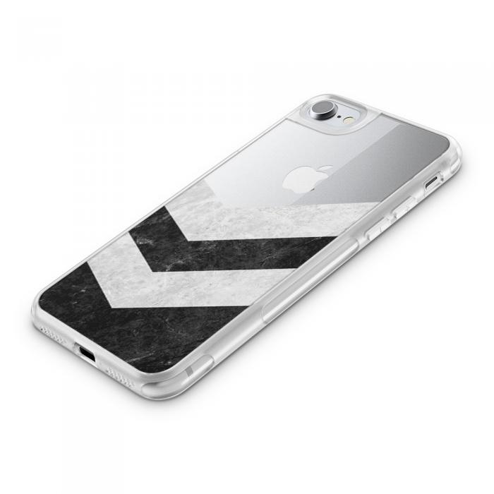 UTGATT5 - Fashion mobilskal till Apple iPhone 8 Plus - Halv marble grey/black