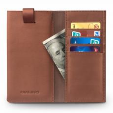 QIALINO - Universal Pouch Wallet i äkta läder - Brun (M)