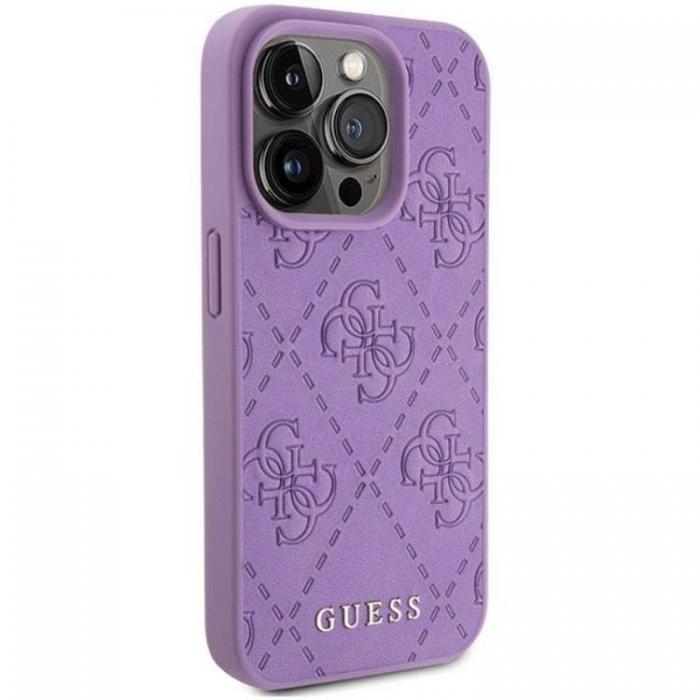 Guess - Guess iPhone 15 Pro Mobilskal Lder 4G Stamped - Lila