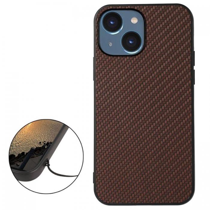 A-One Brand - iPhone 14 Skal Carbon Fiber - Brun