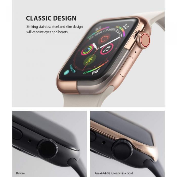 UTGATT5 - RINGKE Bezel Styling Apple Watch 4/5 (44Mm) Glnsande Rosa Guld