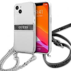 Guess - Guess 4G Gray Strap Silver Chain Skal iPhone 13 mini - Transparent