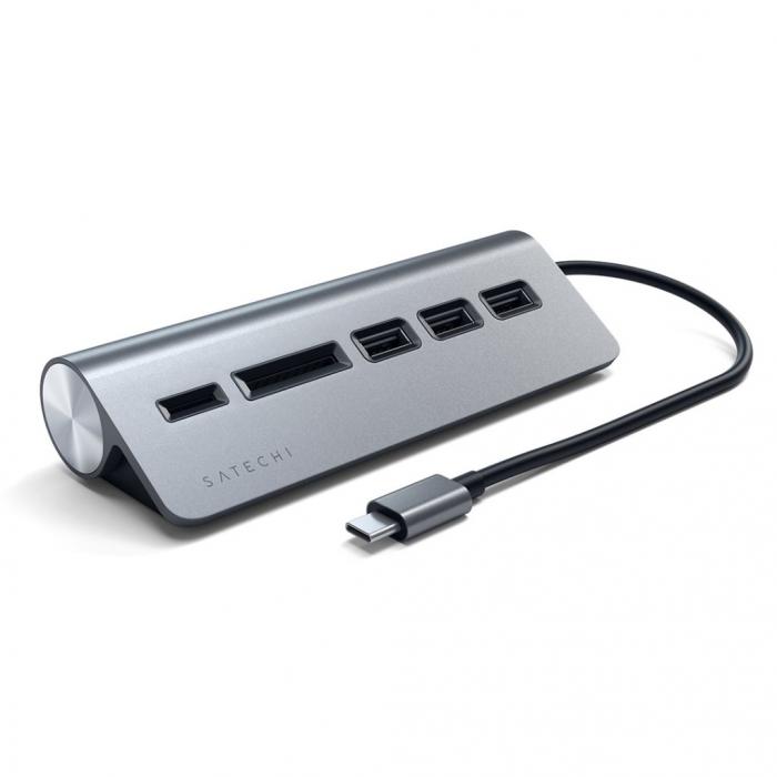Satechi - Satechi USB-C Aluminum USB-hub & Minneskortlsare - Gr