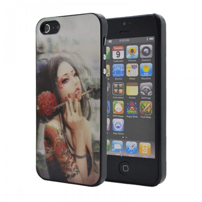 UTGATT4 - 3D Baksideskal till Apple iPhone 5/5S/SE (Flower Girl)