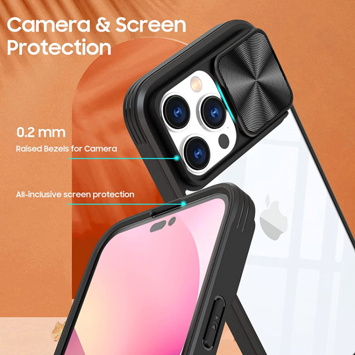 A-One Brand - iPhone 13 Pro Mobilskal 360 Kamera Slider - Svart
