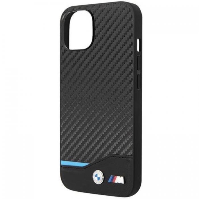 BMW - BMW iPhone 13 Mobilskal Lder Carbon - Svart