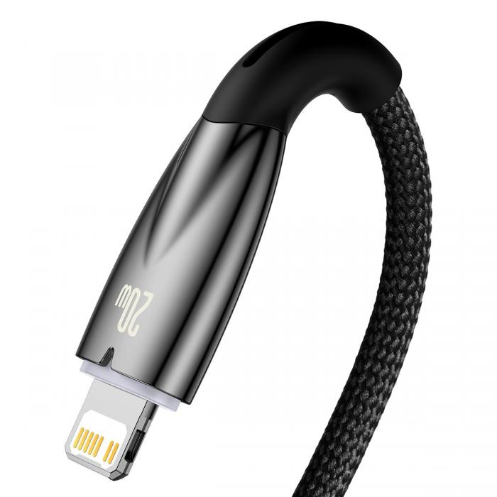 BASEUS - Baseus USB-C till Lightning kabel 1m Glimmer 20W - Svart