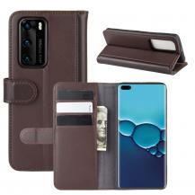 A-One Brand - Äkta Läder Plånboksfodral till Huawei P40 Pro - Brun